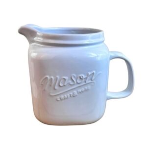 Mason Craft & More Pitcher Ceramic White Gloss Farmhouse Decor